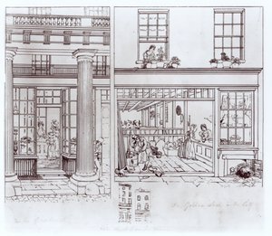 クアドラント、リージェントストリート、ゴールデンレーン、ロンドン、1829年頃（紙にペン）